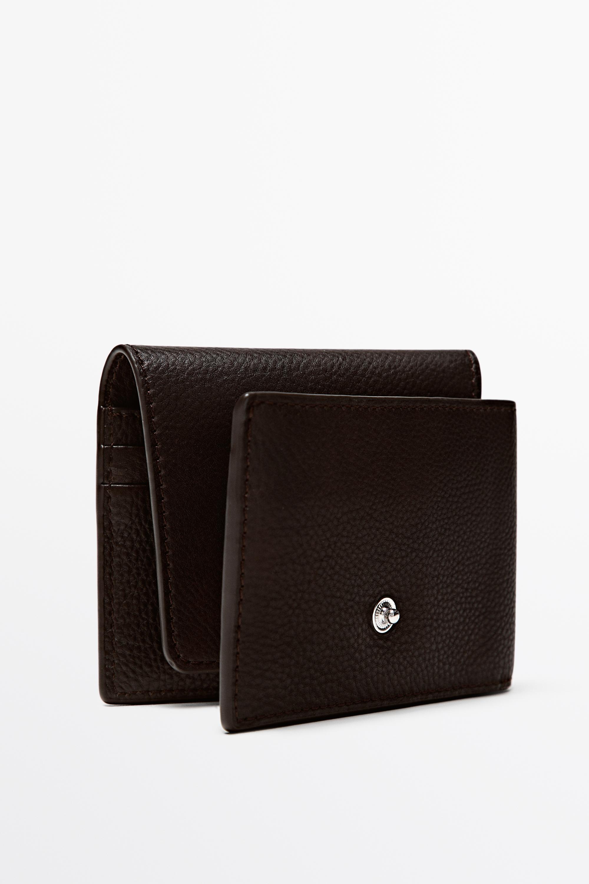 Portefeuille à rabat en cuir nappa